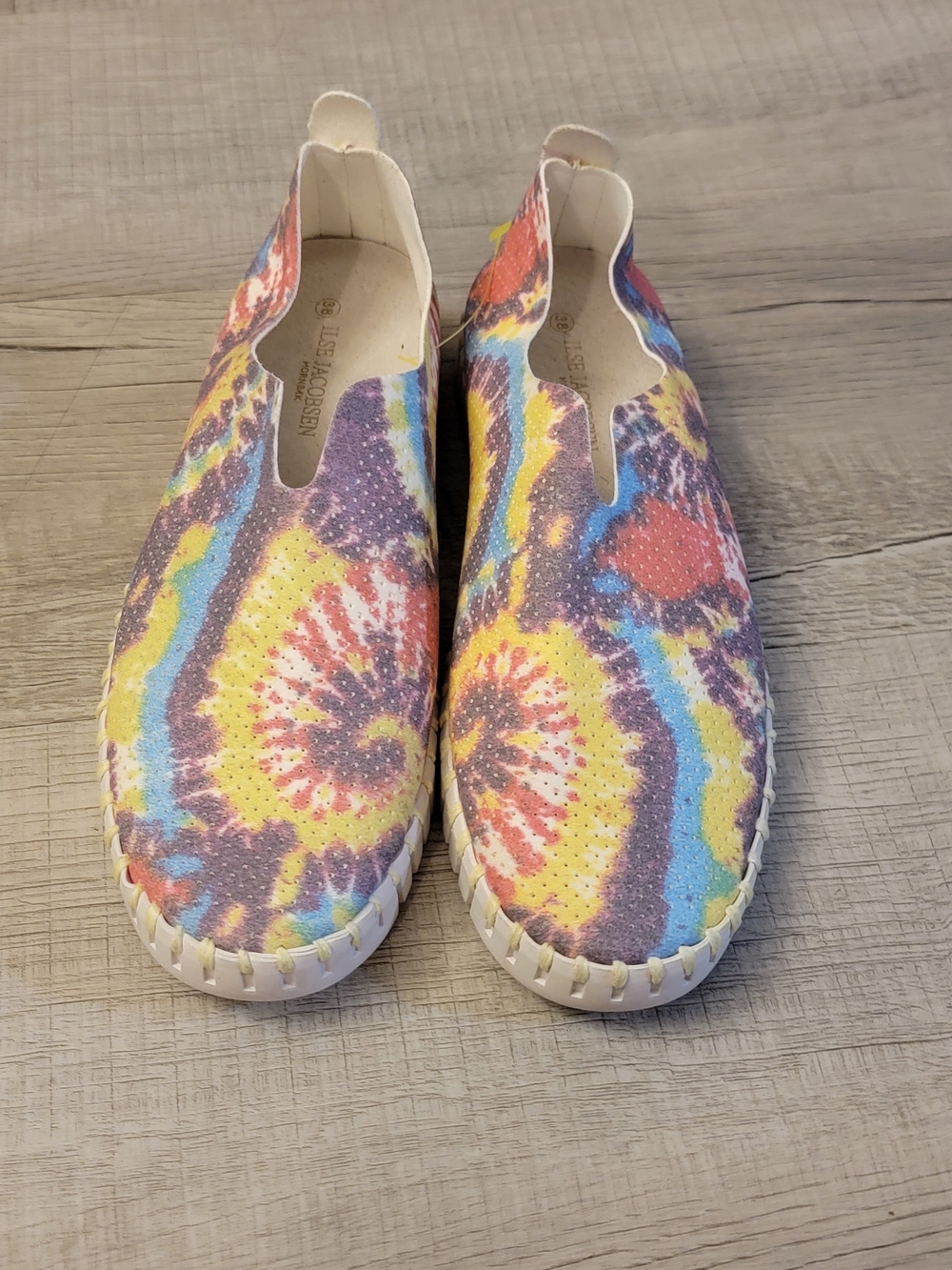 Ilse Jacobsen Tie-Dye Slip-On Flats in Yellow, Blue, Red